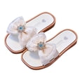 thumbnail image 1 of SERTG Kids Sandals Summer Bow and Diamond Flops Versatile Soft Sole Casual Beach Sandals Children Non-Slip Footwear for Outdoor Play Activities Shoes(White,7.5-9 Years), 1 of 7