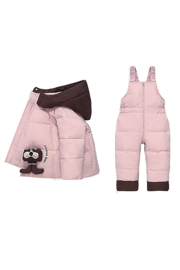 Kids Ski Suit Set Waterproof Windproof Thermal Insulated Winter Snow Play Fleece-Lined Warm Outdoor Snowsuit Coat and Pants Set(Pink,2.5 Years)
