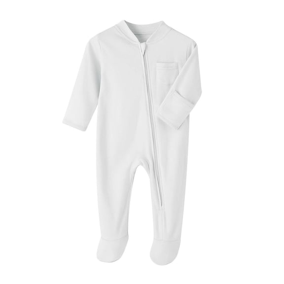 SERTG Kids Solid Color Bodysuit Round Neck Long Sleeve Casual Daily Wear Onesie Outfit for Infants 3-18 Months(White,6 Months)