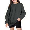 thumbnail image 1 of SERTG Kids Solid Color Crewneck Sweatshirt Fall Winter Leisure Fashionable Homewear Comfortable Base Shirt for Children 5-14 Years(Dark Gray,9 Years), 1 of 7