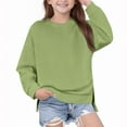 thumbnail image 1 of SERTG Kids Solid Color Crewneck Sweatshirt Fall Winter Leisure Fashionable Homewear Comfortable Base Shirt for Children 5-14 Years(Green,5 Years), 1 of 6