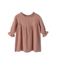 thumbnail image 1 of SERTG Kids Solid Color Dress Round Neck Gown Skirt Fall Winter Spring Cute Dress with Elegant Long Sleeve for Children 2-8 Years(Pink,4 Years), 1 of 9