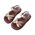 thumbnail image 1 of SERTG Kids Solid Color Floral Print Soft Sole Sandals Hook and Loop Closure Comfortable Breathable Outdoor Casual Shoes Non-Slip Footwear for Girls Daily Summer Footwear(Gold,2.5-3 Years), 1 of 3