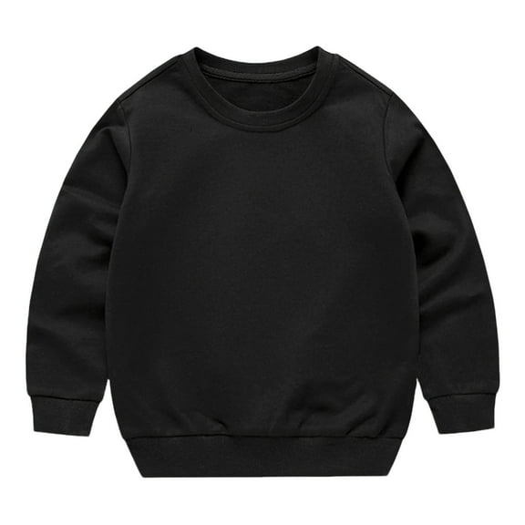 SERTG Kids Solid Color Pullover Hoodie Long Sleeve Round Neck Fall Winter Casual Comfortable for Children 1-13 Years(Black,3 Years)