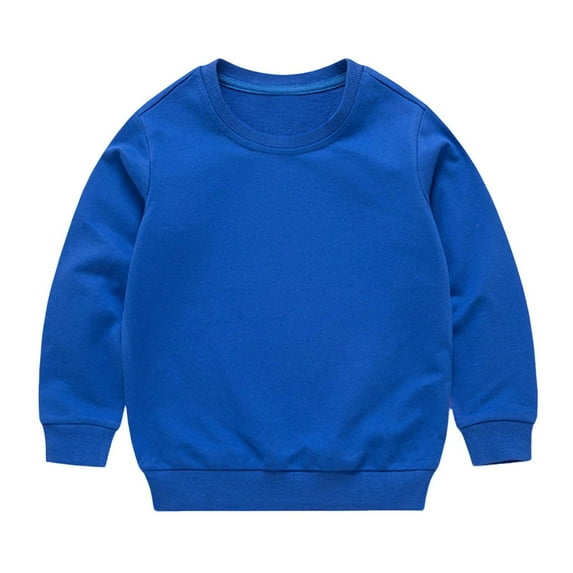 SERTG Kids Solid Color Pullover Hoodie Long Sleeve Round Neck Fall Winter Casual Comfortable for Children 1-13 Years(Blue,9 Years)
