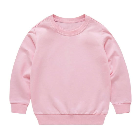 SERTG Kids Solid Color Pullover Hoodie Long Sleeve Round Neck Fall Winter Casual Comfortable for Children 1-13 Years(Pink,11 Years)