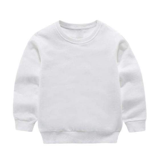 SERTG Kids Solid Color Pullover Hoodie Long Sleeve Round Neck Fall Winter Casual Comfortable for Children 1-13 Years(White,1 Years)