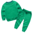 thumbnail image 1 of SERTG Kids Solid Color Round Neck Sweatshirt and Elastic Waist Pants Set Fall Winter Trendy Two Piece Outfit for Children 0-13 Years(Green,2 Years), 1 of 3