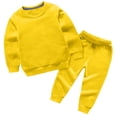 thumbnail image 1 of SERTG Kids Solid Color Round Neck Sweatshirt and Elastic Waist Pants Set Fall Winter Trendy Two Piece Outfit for Children 0-13 Years(Yellow,9 Years), 1 of 3