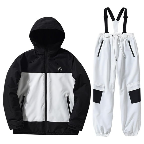 SERTG Kids Solid Color Ski Jacket and Pants Set Boys Girls Waterproof Windproof Hooded Long Sleeve Insulated Warm Winter Comfortable Fit Snow Set(White,13 Years)