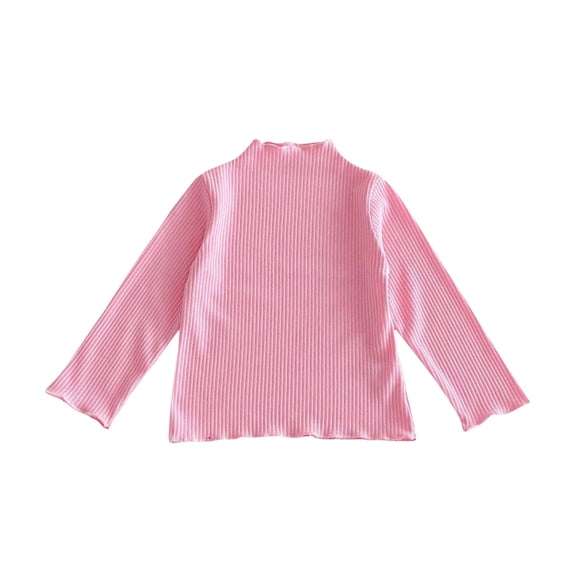 SERTG Kids Solid Color Stylish Round Neck Shirt Long Sleeve Fall Winter Casual Keep Warm Top for Boys and Girls 1-6 Years(Pink,2-3 Years)