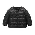 thumbnail image 1 of SERTG Kids Solid Color Thermal Jacket Long Sleeve Warm Fall Winter Casual Comfortable Outerwear Top for Boys Girls 1-7 Years(Black,1 Year), 1 of 4