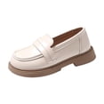 thumbnail image 1 of SERTG Kids Strap Slip On Loafers British Style Dress Shoes Classic Strap Plain Upper Round Toe Non Slip Platform Sole School Daily Stage Casual Wear Flats(4.5-5 Years), 1 of 9