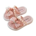 thumbnail image 1 of SERTG Kids Summer Fashion Bow and Pearl Vintage Sandals Wedge Heel Beach Shoes for Casual Wear and Outdoor Activities Stylish Footwear for Girls(Pink#1,2.5-3.5 Years), 1 of 9