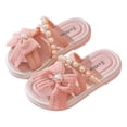 thumbnail image 1 of SERTG Kids Summer Fashion Bow and Pearl Vintage Sandals Wedge Heel Beach Shoes for Casual Wear and Outdoor Activities Stylish Footwear for Girls(Pink#2,7.5-9 Years), 1 of 9