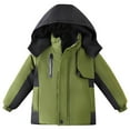 thumbnail image 1 of SERTG Kids Thermal Lined Jacket Hooded Zip Front Long Sleeve Winter Comfortable Outerwear for Boys and Girls 1-5 Years(Green,4 Years), 1 of 9