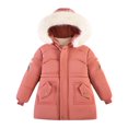thumbnail image 1 of SERTG Kids Thermal Lined Jacket Hooded Zip Front Long Sleeve Winter Comfortable Outerwear for Boys and Girls 1-5 Years(Red,3 Years), 1 of 9