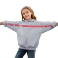 thumbnail image 1 of SERTG Kids Valentine Funny Letter Print Hooded Sweatshirt Girls Long Sleeve Casual Solid Color Spring Fall Fleece-Lined Warm Top(Gray,7 Years), 1 of 7