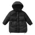 thumbnail image 1 of SERTG Kids Winter Hooded Solid Color Long Coat with Pockets Plush Lined Warmth Cold Weather Insulated Jacket Outerwear for Children 4-13 Years(Black,12-13 Years), 1 of 5