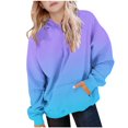 thumbnail image 1 of SERTG Kids Winter Top Gradient Glitter Casual Printed Hoodie Long Sleeves with Pockets Hoodie Top for Children 5-15 Years(Blue,5 Years), 1 of 5