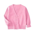 thumbnail image 1 of SERTG Kids Child and Child V Neck Cardigan Sweater School Toddler Long Sleeve Button Fleece Knit Solid Color Outwear Tops 2-12Years(Pink,9-10 Years), 1 of 6