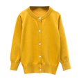 thumbnail image 1 of SERTG Little Girls Fashion Knit Cardigan Long Sleeve Round Neck Fall Winter Solid Color Casual Cozy Top for Children 2-9 Years(Yellow,8-9 Years), 1 of 4