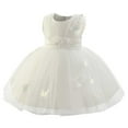 thumbnail image 1 of SERTG Little Girls' Party Dress Sheer Paneled Skirt with Back Zipper Sleeveless Round Neck Princesse Outfit for 6 Months-4 Years(White,4 Years), 1 of 5