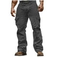 thumbnail image 1 of SERTG Man Pants Solid Color Casual Pants Men's Cargo Pants Multi Pocket Trousers Button Work Pants Full Length Pants(Dark Gray,S), 1 of 6