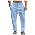 thumbnail image 1 of SERTG Man Pants Solid Color Casual Pants Men's Cargo Pants Multi Pocket Trousers Zipper Button Work Pants Full Length Pants(Light Blue,L), 1 of 9