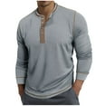 thumbnail image 1 of SERTG Men Casual Tops Fashion Half Button Solid Color Breathable Long Sleeve Round Neck Blouses Shirts Spring Fall Thin Tops(Gray,2XL), 1 of 7