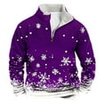 thumbnail image 1 of SERTG Men Christmas Gifts Tops Men's Christmas Print Pullover Personality Half Zip Stand Collar Long Sleeve Fashion Casual Top Holiday Hoodless Sweatshirt(Purple,3XL), 1 of 3