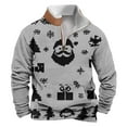 thumbnail image 1 of SERTG Men Christmas Hoodless Sweatshirt Men's Christmas Print Pullover Half Zip Stand Collar Long Sleeve Christmas Gifts Holiday Fashion Casual Top(Gray,L), 1 of 3