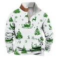 thumbnail image 1 of SERTG Men Christmas Hoodless Sweatshirt Men's Christmas Print Pullover Half Zip Stand Collar Long Sleeve Christmas Gifts Holiday Fashion Casual Top(Green,L), 1 of 3