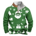 thumbnail image 1 of SERTG Men Christmas Hoodless Sweatshirt Men's Christmas Print Pullover Half Zip Stand Collar Long Sleeve Christmas Gifts Holiday Fashion Casual Top(Green,4XL), 1 of 3