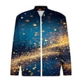 thumbnail image 1 of SERTG Men Christmas Tops Fashion Christmas Print Hoodless Casual Coat Holiday Lapel Collar Zip Shirt Long Sleeve Cardigan Pullover(Dark Blue,M), 1 of 4