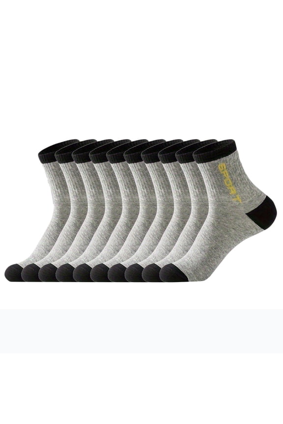 Men's 5 PC Crew Socks Athletic Running Socks Wicking Breathable for Jogging Gym Sports Men's Fashion Socks(Light Gray,Free Size)