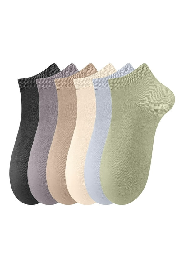 Men's 6 PC Athletic Socks Summer Fall Thin Breathable Low Cut Solid Color Comfortable Fitted Casual Sports Socks Ankle Socks(Multicolor,Free Size)