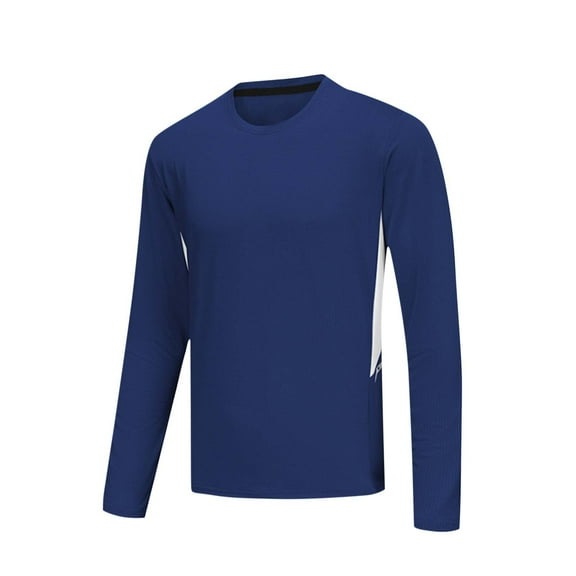 SERTG Men's Base Layer Top Fashion Casual Breathable Long Sleeve Shirt Moisture Wicking High Stretch Workout Top Running Gym Active Tops(Blue,L)