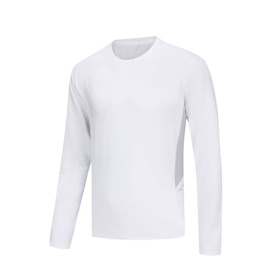 SERTG Men's Base Layer Top Fashion Casual Breathable Long Sleeve Shirt Moisture Wicking High Stretch Workout Top Running Gym Active Tops(White,3XL)