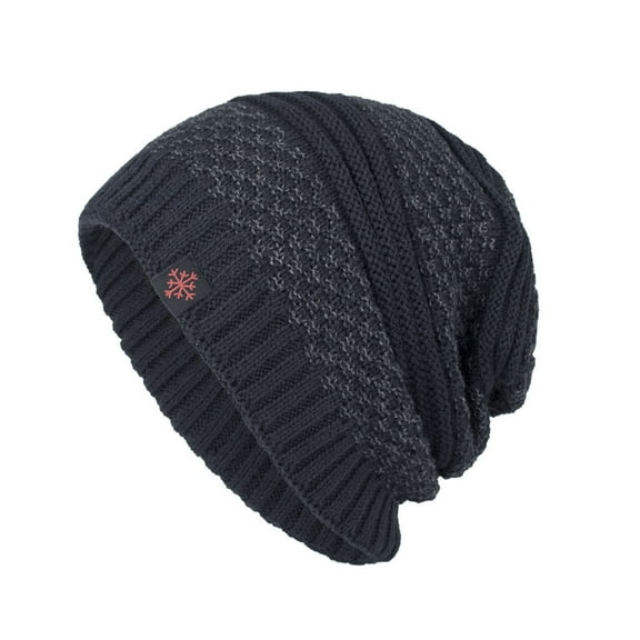 SERTG Men's Beanie Warm Winter Fashion Knitted Hat Stacking Hat with Velvet Soft Comfortable Protection Knitted Cap(Navy,Free Size)