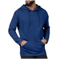 thumbnail image 1 of SERTG Men's Breathable Sports Hooded Pullover Fall Winter Outerwear Tops Solid Color Long Sleeve with Drawstring Pullover Pockets Casual Tops(Blue,M), 1 of 6