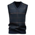 thumbnail image 1 of SERTG Men's British Checkered Knit Vest Fall Winter Jacquard V Neck Sleeveless Stretch Fashion Waistcoat Sweaters(Army Green,L), 1 of 5