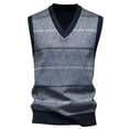 thumbnail image 1 of SERTG Men's British Checkered Knit Vest Fall Winter Jacquard V Neck Sleeveless Stretch Fashion Waistcoat Sweaters(Gray,XL), 1 of 8