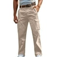 thumbnail image 1 of SERTG Men's Cargo Pants Loose Casual Pants Men's Solid Color Cargo Pants Multiple Pockets Work Trousers(Beige,2XL), 1 of 5