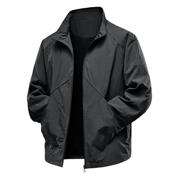 SERTG Men's Casual Hooded Jacket All Season Quickiy Dry Long Sleeve Solid Color Zipper Pockets Outdoor Hiking Camping Mens Jackets (Black#1,XL)