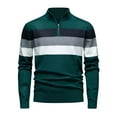 thumbnail image 1 of SERTG Men's Casual Knit Sweater Fall Winter Thermal Soft Stand Collar Half Zip Front Long Sleeve Pullover Top(Green,3XL), 1 of 3