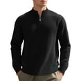 thumbnail image 1 of SERTG Men's Casual Loose Lapel Half Zipper Bottom Sweatshirt Men's Long Sleeved Top Fall Winter Fashion Tops(Black,L), 1 of 8