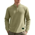 thumbnail image 1 of SERTG Men's Casual Loose Lapel Half Zipper Bottom Sweatshirt Men's Long Sleeved Top Fall Winter Fashion Tops(Khaki,XL), 1 of 8