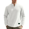 thumbnail image 1 of SERTG Men's Casual Loose Lapel Half Zipper Bottom Sweatshirt Men's Long Sleeved Top Fall Winter Fashion Tops(White,L), 1 of 8