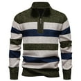 thumbnail image 1 of SERTG Men's Casual Solid Color Block Knit Sweater Fall Winter Stretch Stripes Half Zip Long Sleeve Stand Collar Fashion Outerwear(Green,3XL), 1 of 6